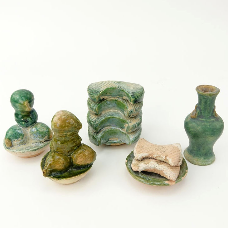 A Lot of Five (5) Chinese Ming Dynasty Terracotta Funerary Food Offerings