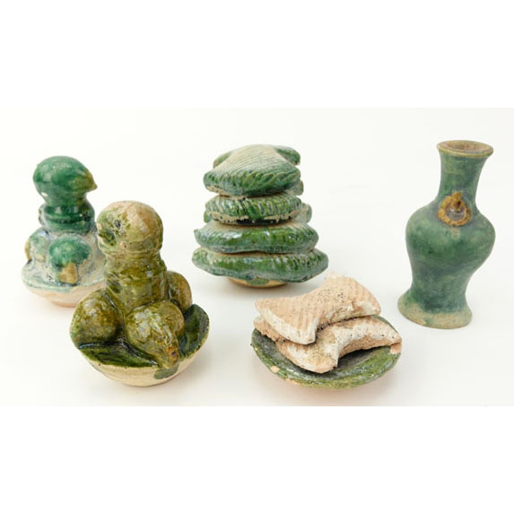 A Lot of Five (5) Chinese Ming Dynasty Terracotta Funerary Food Offerings