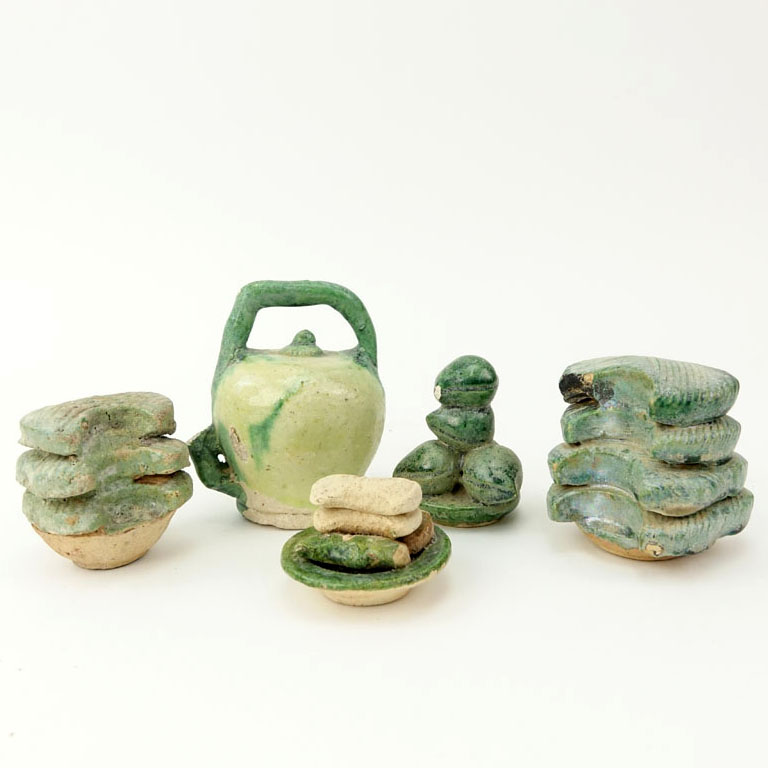 A Lot of Five (5) Chinese Ming Dynasty Terracotta Funerary Food Offerings