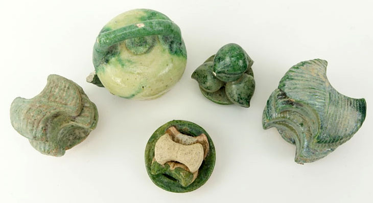 A Lot of Five (5) Chinese Ming Dynasty Terracotta Funerary Food Offerings