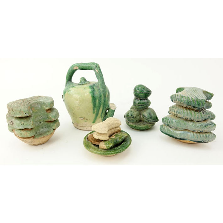 A Lot of Five (5) Chinese Ming Dynasty Terracotta Funerary Food Offerings