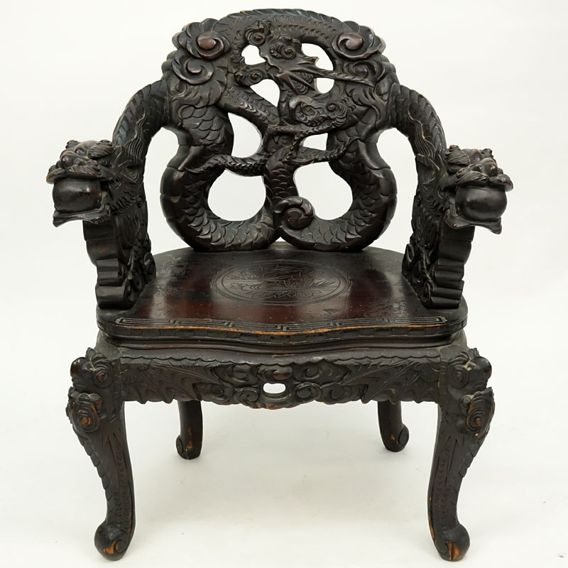 Antique Chinese Carved Hardwood Chair