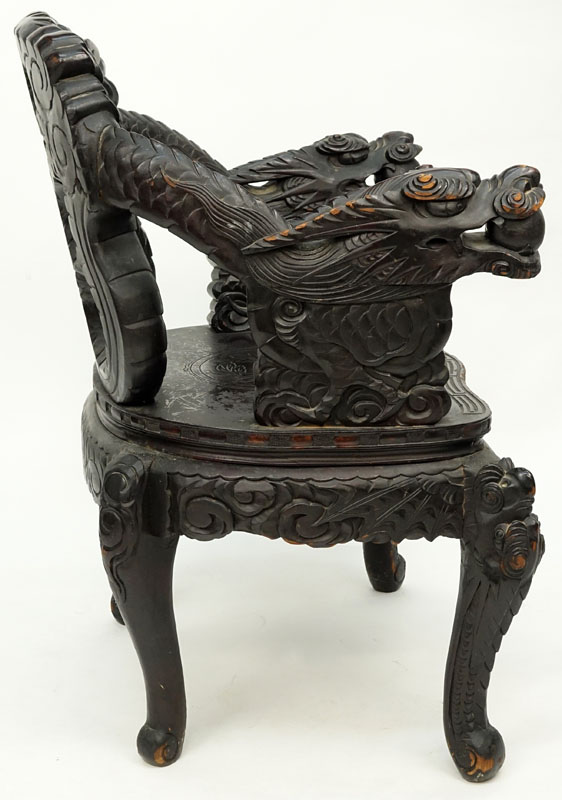 Antique Chinese Carved Hardwood Chair