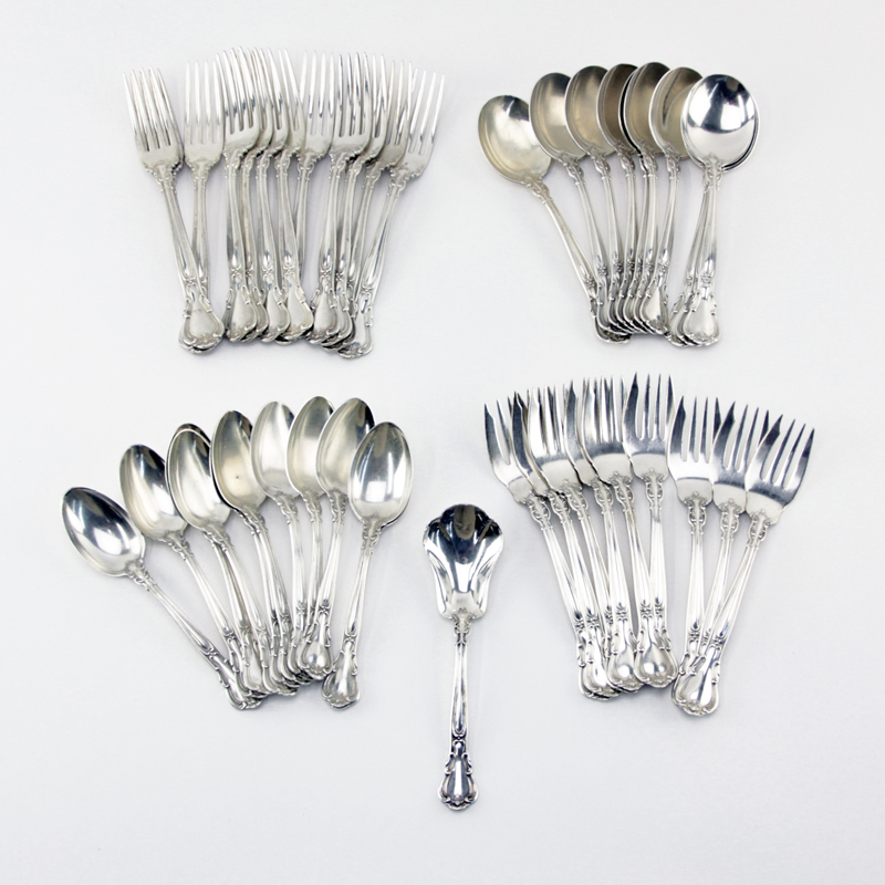 Forty Three (43) Piece Circa 1895 Gorham Chantilly Sterling Silver Flatware