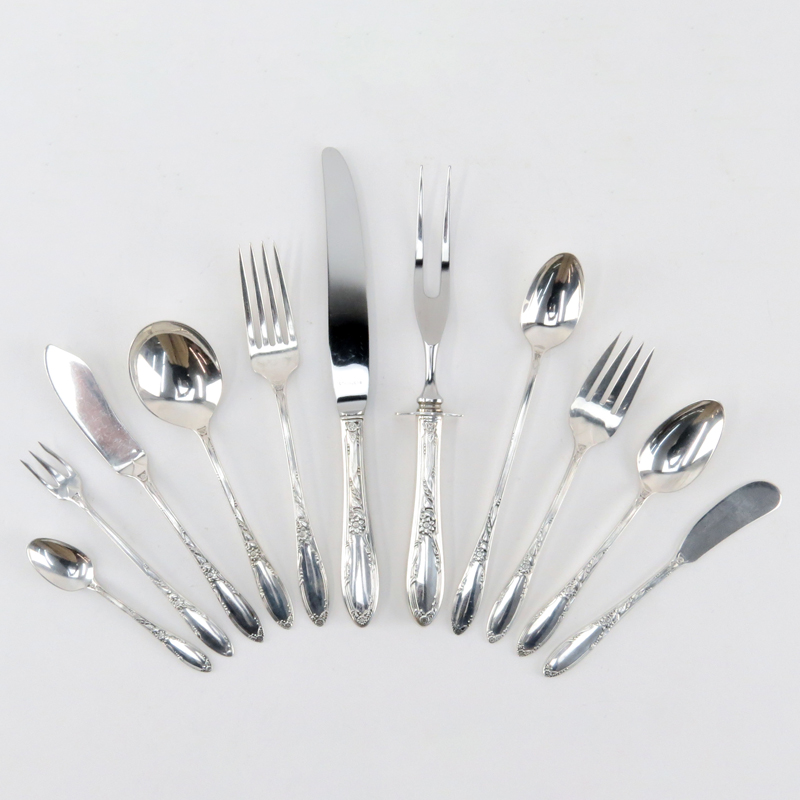 Eighty Four (84) Piece Heirloom/Oneida Sterling Silver Flatware Service in the "Virginia" Pattern