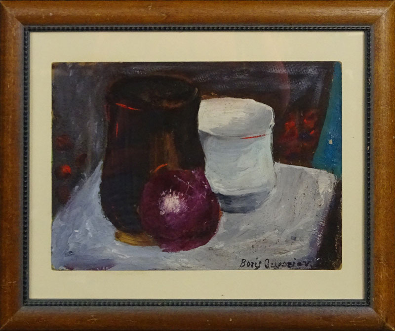 Attributed to Boris Dmitrievich Grigoriev, Russian (1886 - 1939) Oil on cardboard "Still Life"