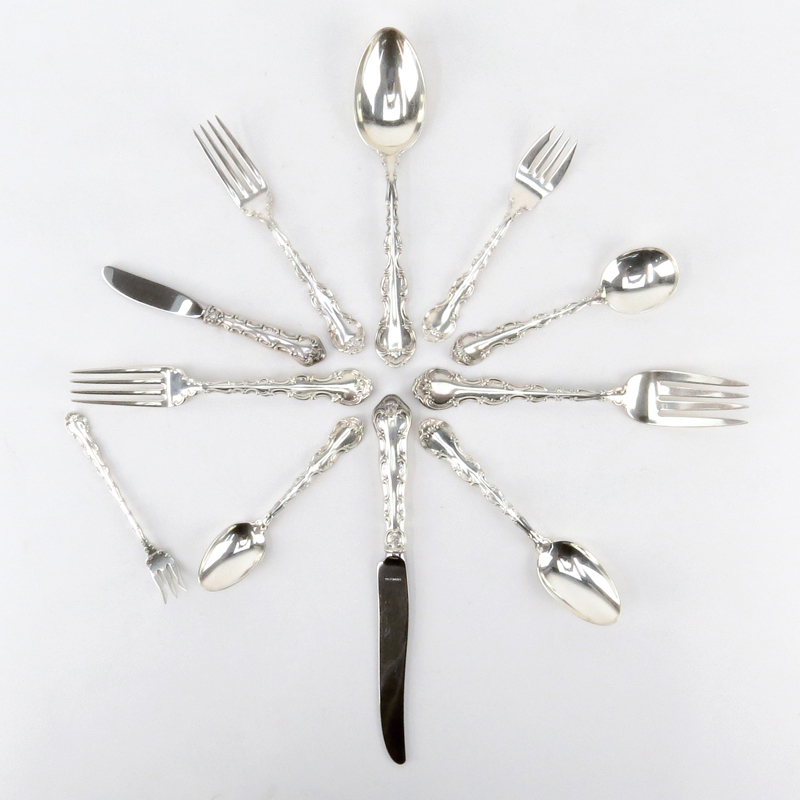 One Hundred Thirty Two (132) Piece Set Gorham Strasbourg Sterling Silver Flatware