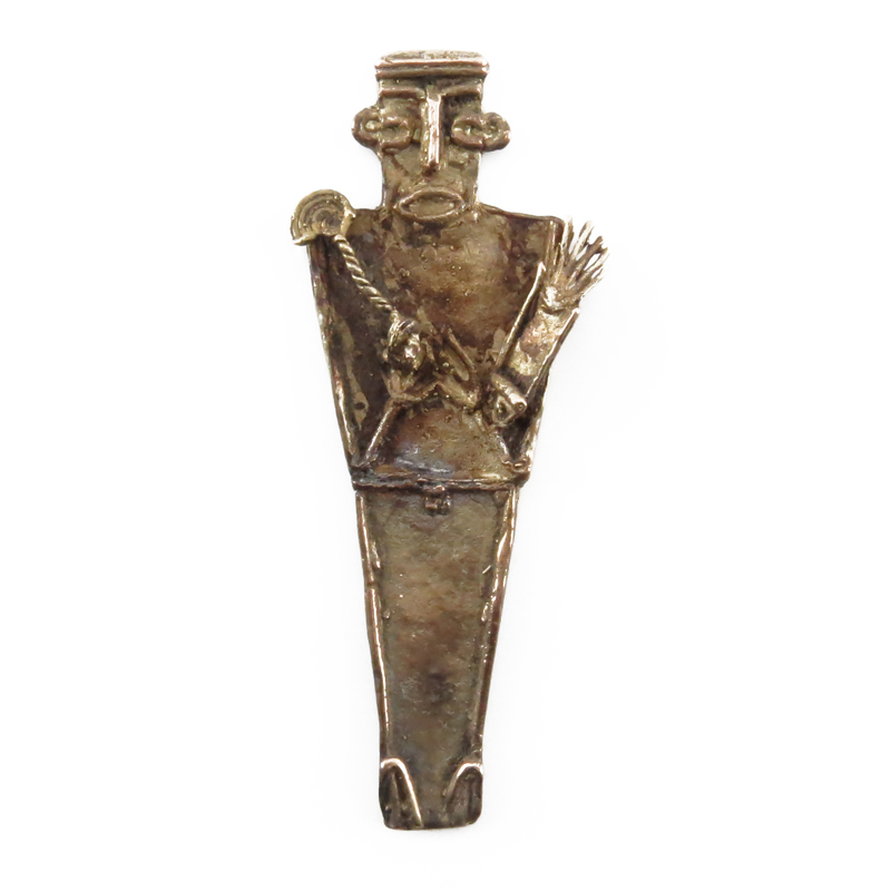 Pre-Columbian Muisca Tumbaga (Gold/Copper Alloy) Standing Chief Figural "tunjo"