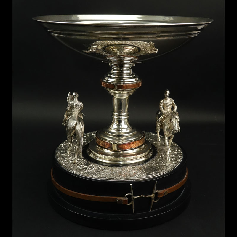 Ubaldo Vitali, American/Italian (born 1944) Important Sterling Silver and Copper Horse Race Trophy on Ebonized Base