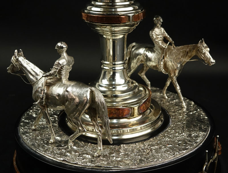 Ubaldo Vitali, American/Italian (born 1944) Important Sterling Silver and Copper Horse Race Trophy on Ebonized Base