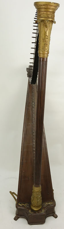 19th Century French Empire Carved Wood Harp