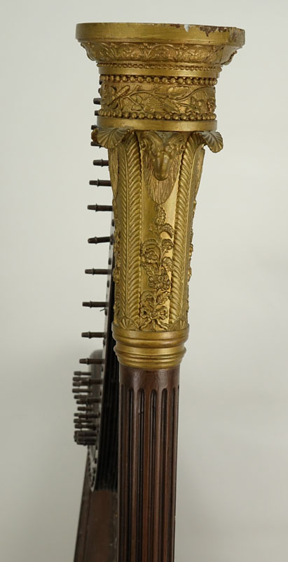 19th Century French Empire Carved Wood Harp