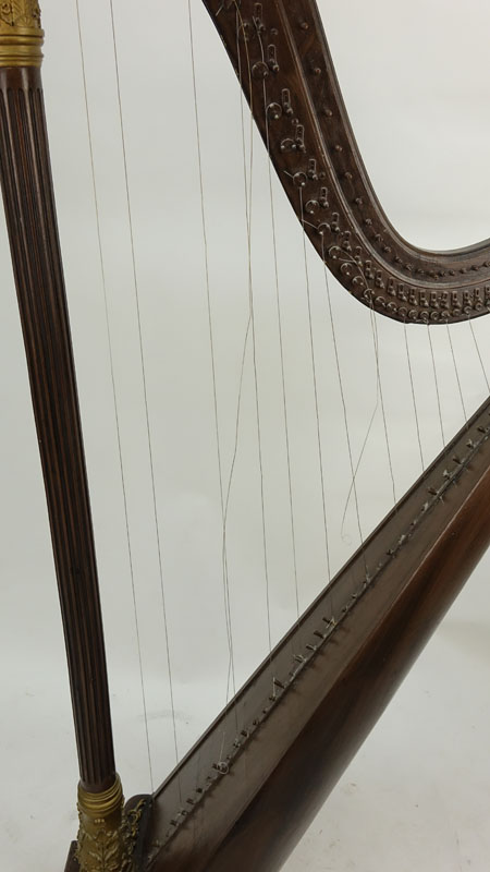 19th Century French Empire Carved Wood Harp