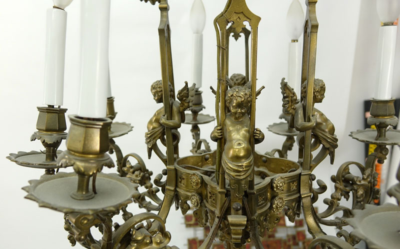 19th Century French Gilt Bronze Louis XVI Style 8 Arm Chandelier