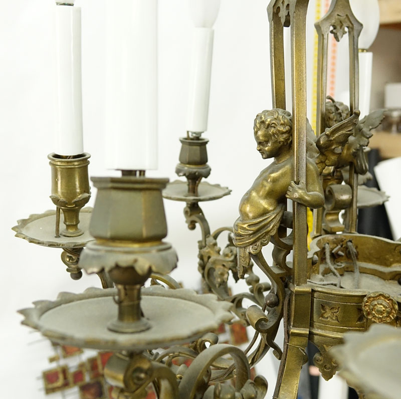 19th Century French Gilt Bronze Louis XVI Style 8 Arm Chandelier