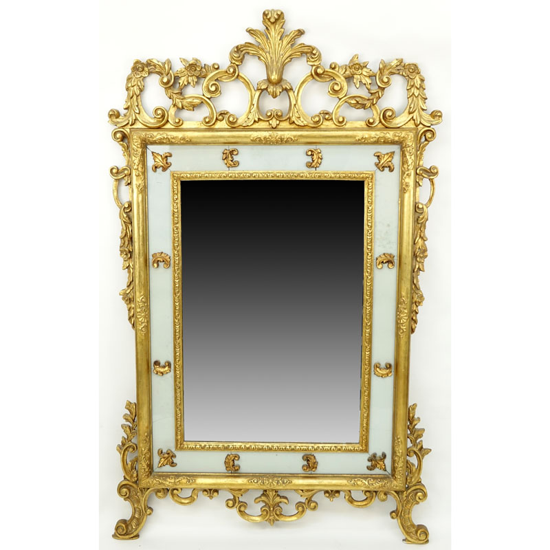 Mid Century Italian Carved Gilt Wood Venetian Mirror