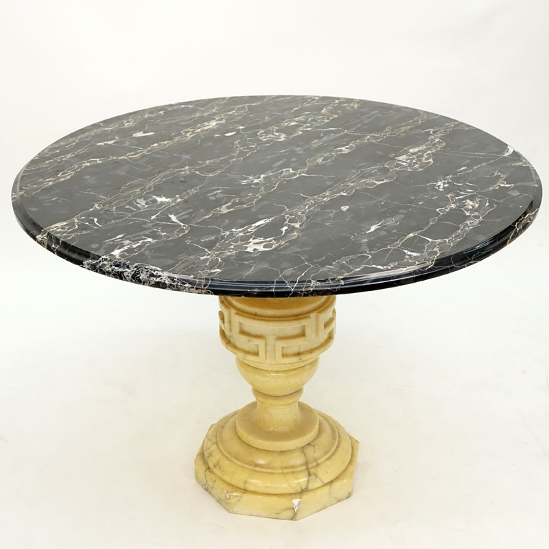 Mid Century Neoclassical Style Marble Pedestal Table