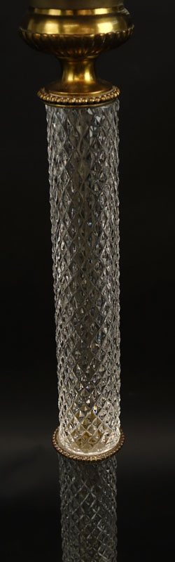 Vintage Crystal and Brass Baccarat Style Stick Floor Lamp