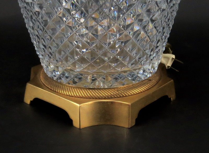 Large Baccarat Style Cut Crystal and Bronze Mounted Lamp