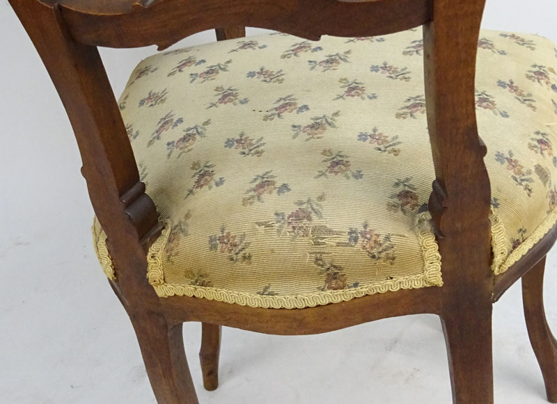 Early 20th Century Louis XV style Bronze Mounted Marquetry Inlaid Rosewood Lady's Writing Desk, Bonheur de Jour together with an antique carved Louis XV style chair