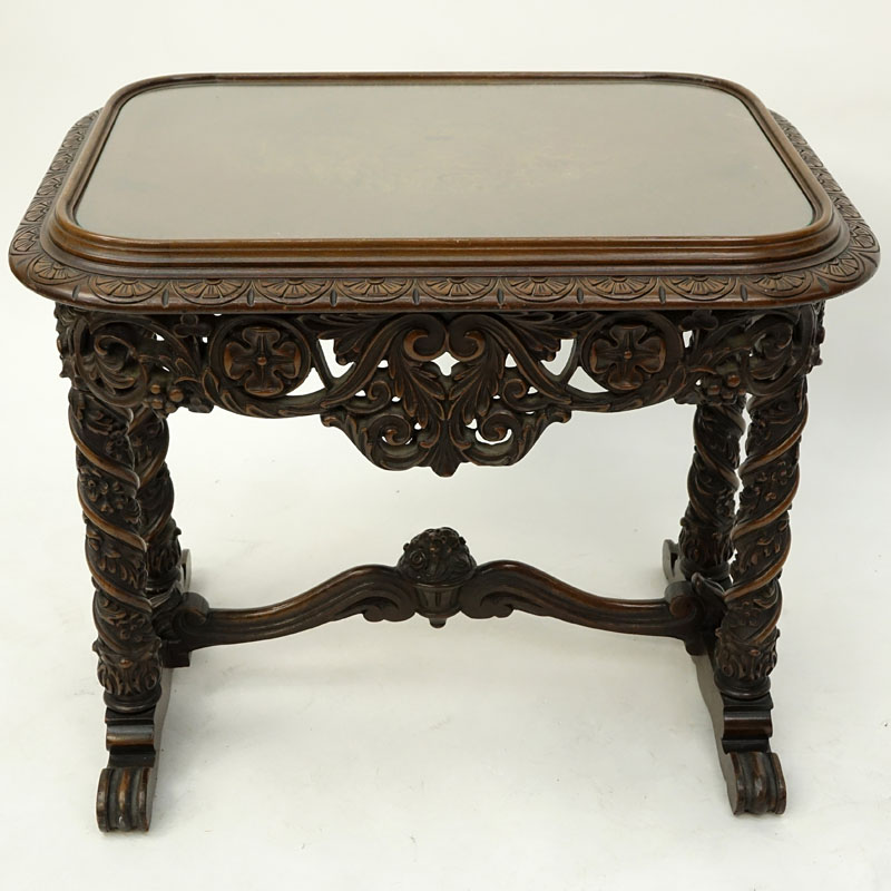 Italian Heavily Carved Wood  Occasional Table