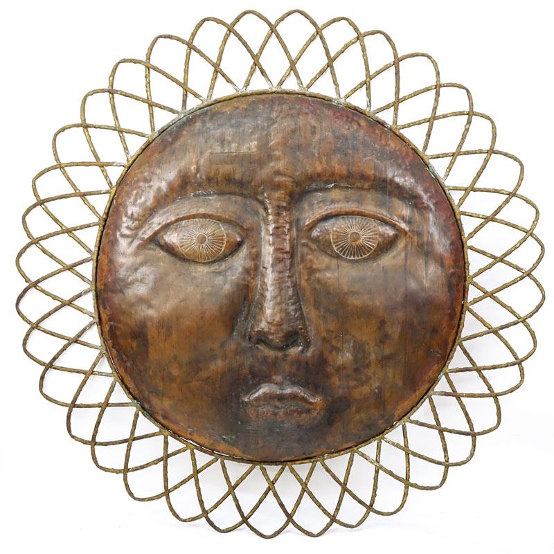 In the manner of Sergio Bustamante Large Copper Sun Sculpture