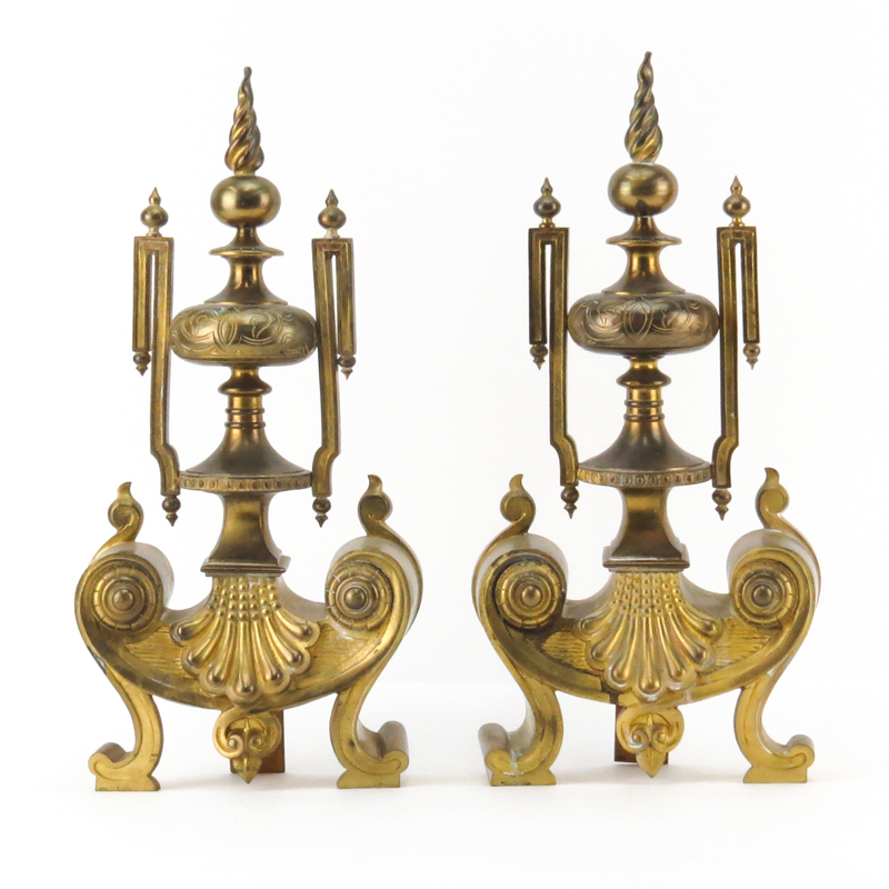 Pair 20th Century Bronze Chenets