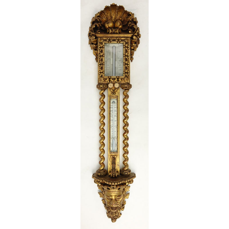 Antique Carved Giltwood Barometer