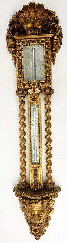 Antique Carved Giltwood Barometer