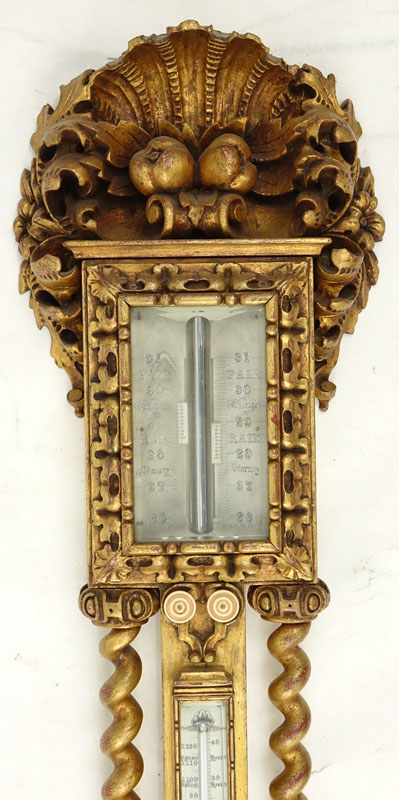 Antique Carved Giltwood Barometer