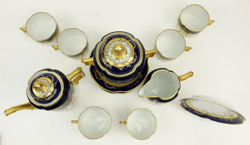 Fifteen (15) Piece Austrian Ernst Wahliss Porcelain Coffee/Tea Service Including: Coffee Pot, Tea Pot, Creamer and Six (6) Cups with Saucers