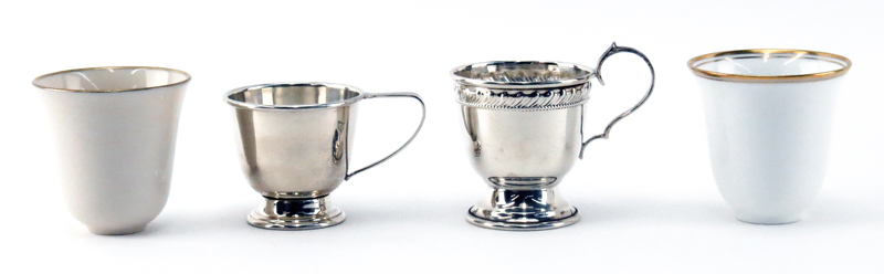 Eighteen (18) Sterling Silver and Porcelain Demitasse Cups