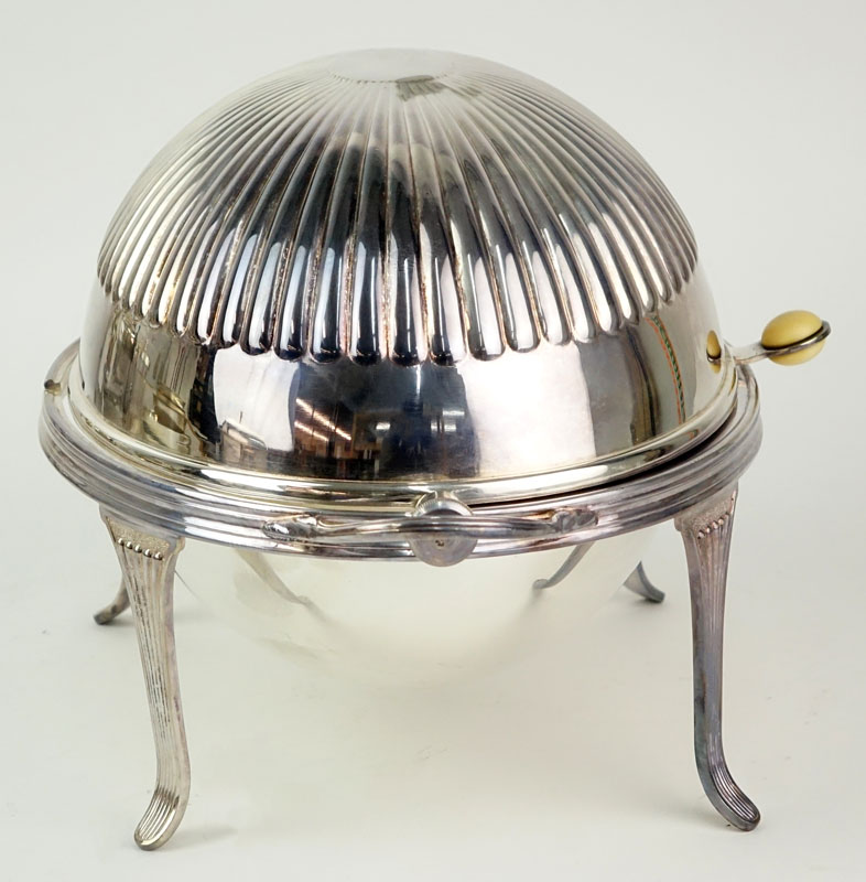 Antique Atkins Brothers Silver Plate Revolving Dome Warming Dish