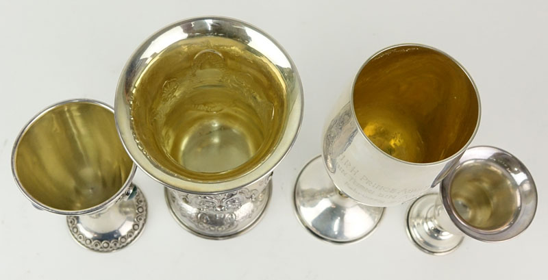 Grouping of Four (4) Sterling and Hallmarked Chalices and Kiddush Cups