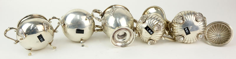 Grouping of Five (5) Sterling Silver and 800 Silver Creamers and Sugars