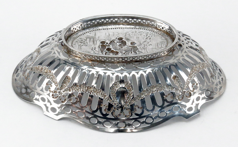 19th Century German 800 Silver Openwork Basket