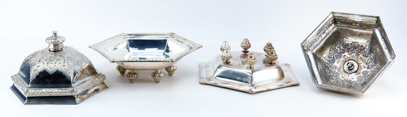 Pair of Circa 1855 English Robert Garrard Silver and Silver Plate Covered Vegetable Dishes