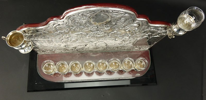 A Fine Sterling Silver Menorah On Lucite Stand With Cover