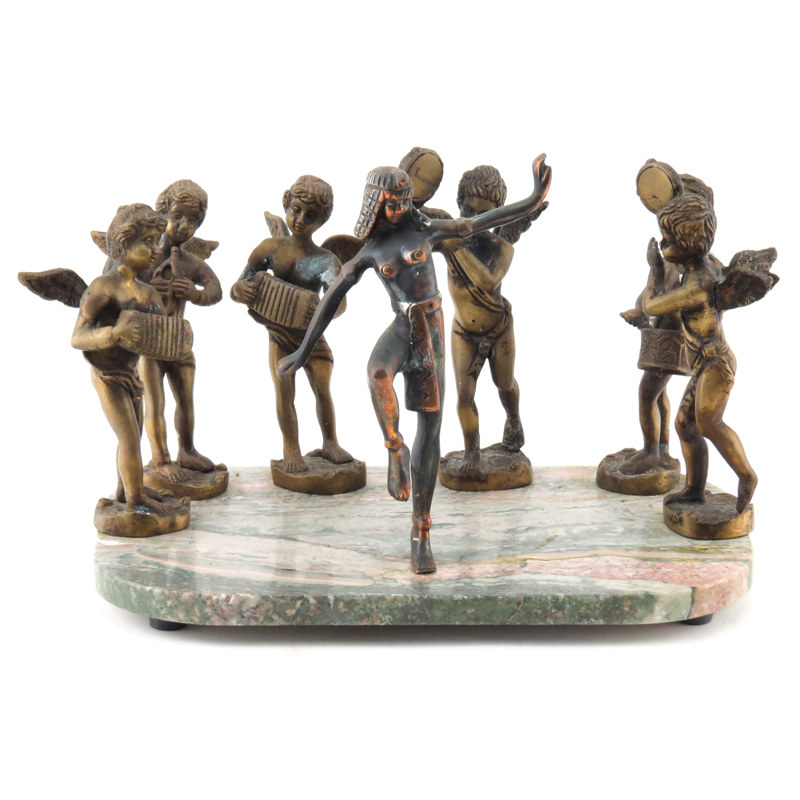 20th Century Bronze Figures on Marble Base