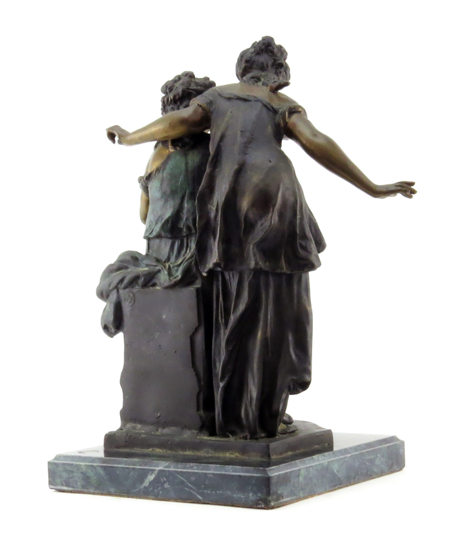 After: Auguste Moreau, French (1834-1917) "Romance" Bronze Sculpture on Marble Base