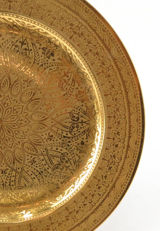 Set of Twelve (12) Limoges Gilt Porcelain Service Plates