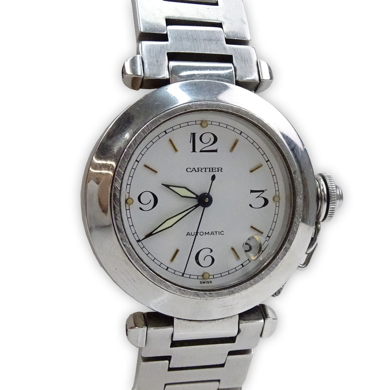 Man's Cartier Pasha Stainless Steel Automatic Movement Bracelet Watch