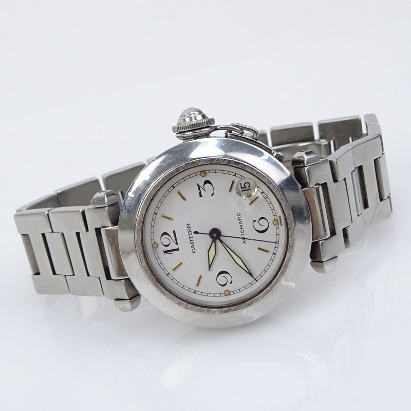 Man's Cartier Pasha Stainless Steel Automatic Movement Bracelet Watch