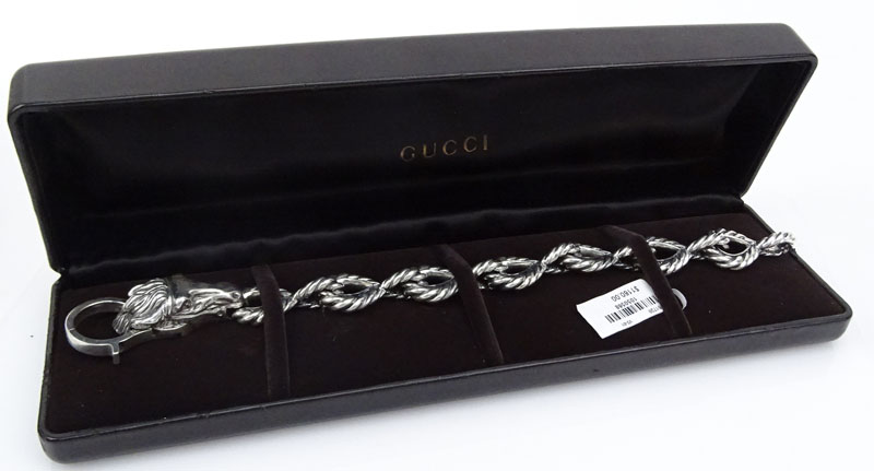 Men's Gucci Sterling Silver Bracelet with Horse head Clasp