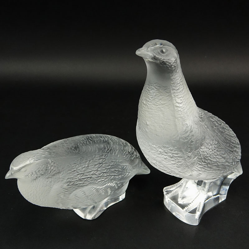 Grouping of Two (2) Lalique Crystal Bird Figurines