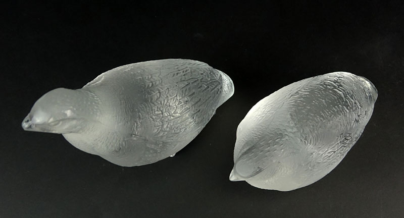 Grouping of Two (2) Lalique Crystal Bird Figurines