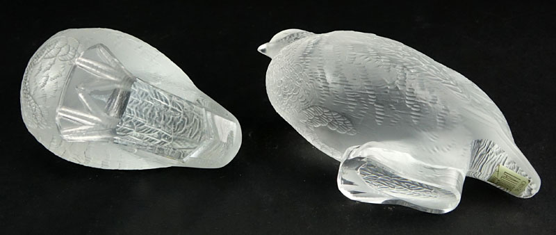 Grouping of Two (2) Lalique Crystal Bird Figurines