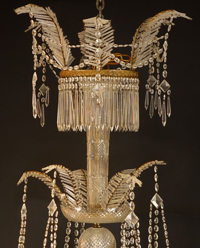 Large Antique French Empire style, Possibly Baccarat 12 Arm Bronze and Crystal 3 Tiered Chandelier