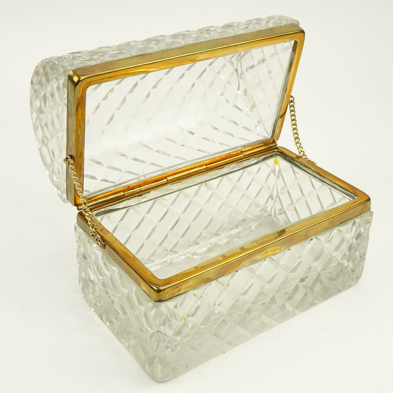 Vintage Crystal and Brass Vanity Box