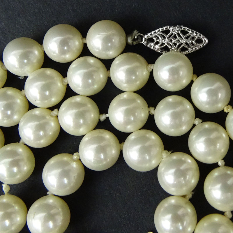 Two (2) Vintage Single Strand Pearl Necklaces